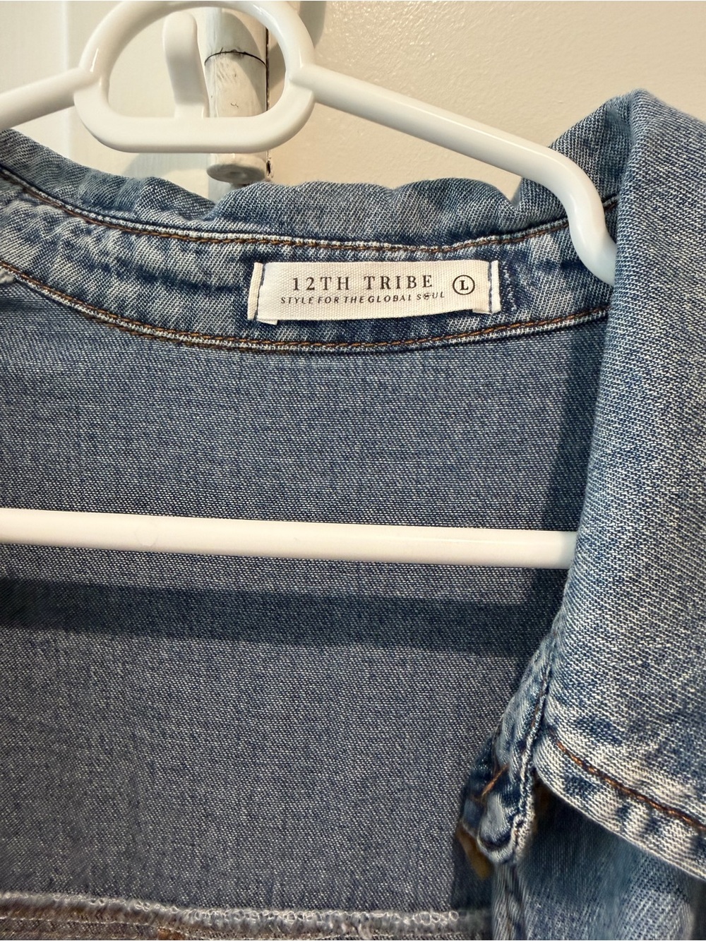 Light Blue Denim Button-Up Shirt Dress - Picture 3 of 3